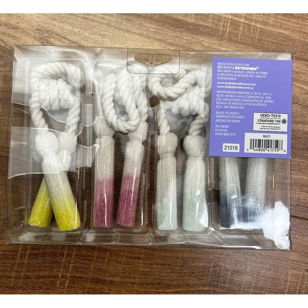 NEW WILD SAGE OMBRE TASSEL 4 PACK NAPKIN‎ RINGS